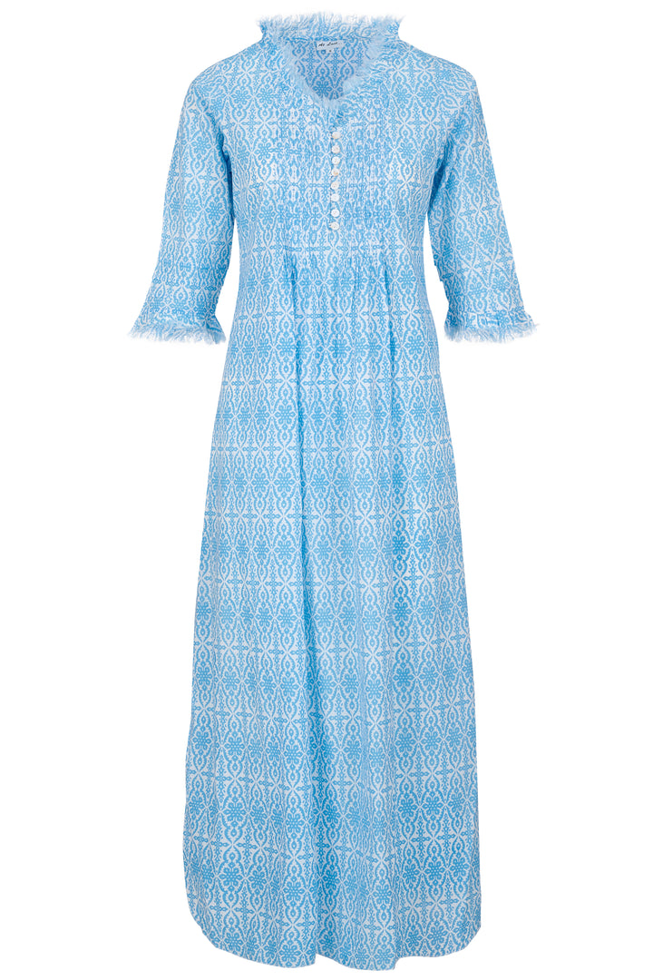 *COMING SOON* Cotton Annabel Maxi Dress in Baby Blue & White