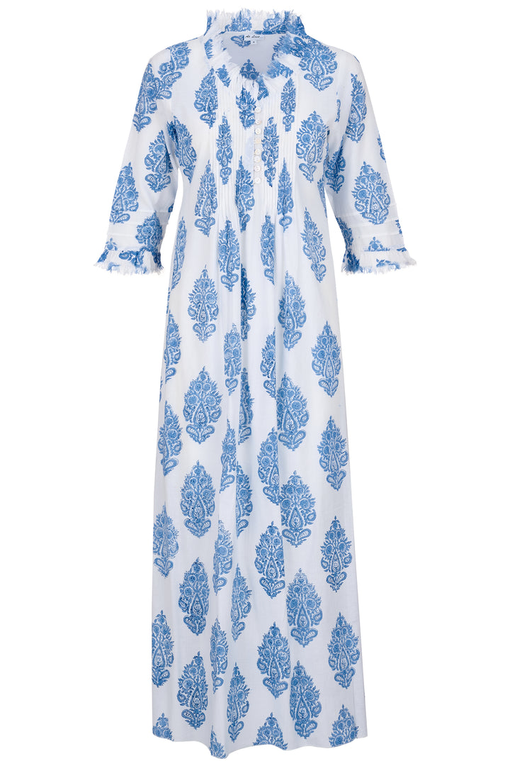 Cotton Annabel Maxi Dress in Fresh Blue & White – At Last Shop