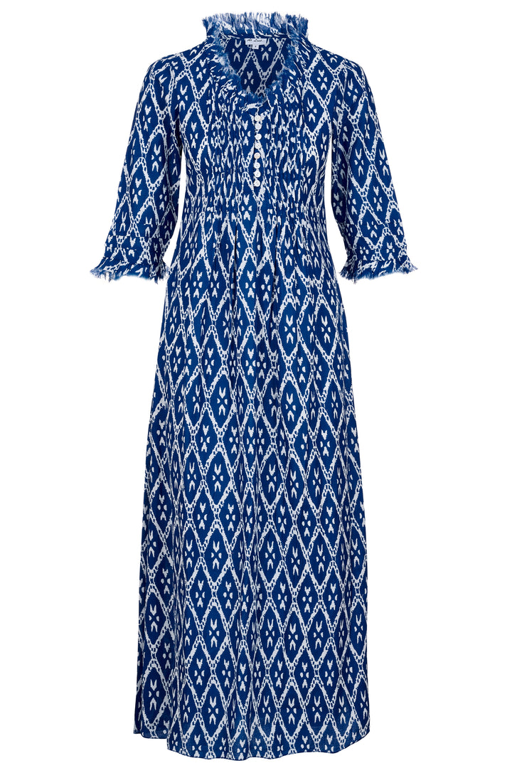 Cotton Annabel Maxi Dress in Blue Diamond