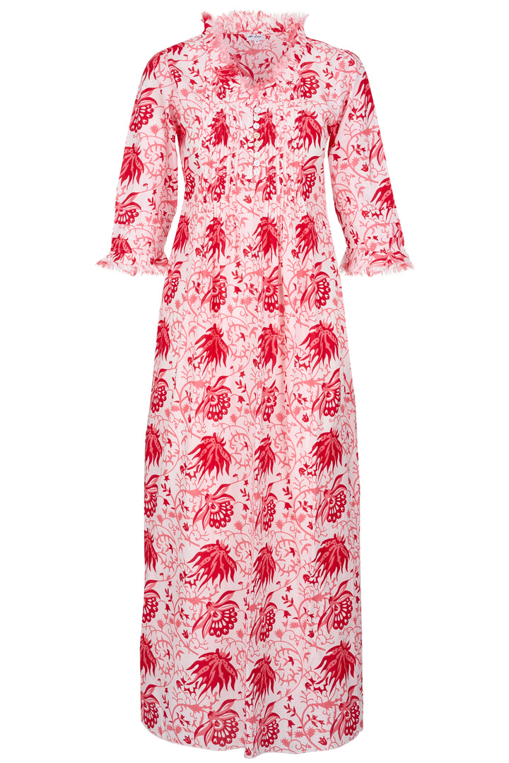 *NEW* Cotton Annabel Maxi Dress in Botanical Red & Pink Flower