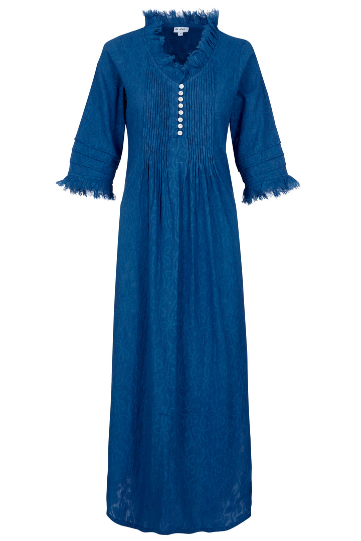 Cotton Annabel Maxi Dress in Hand Woven Blue