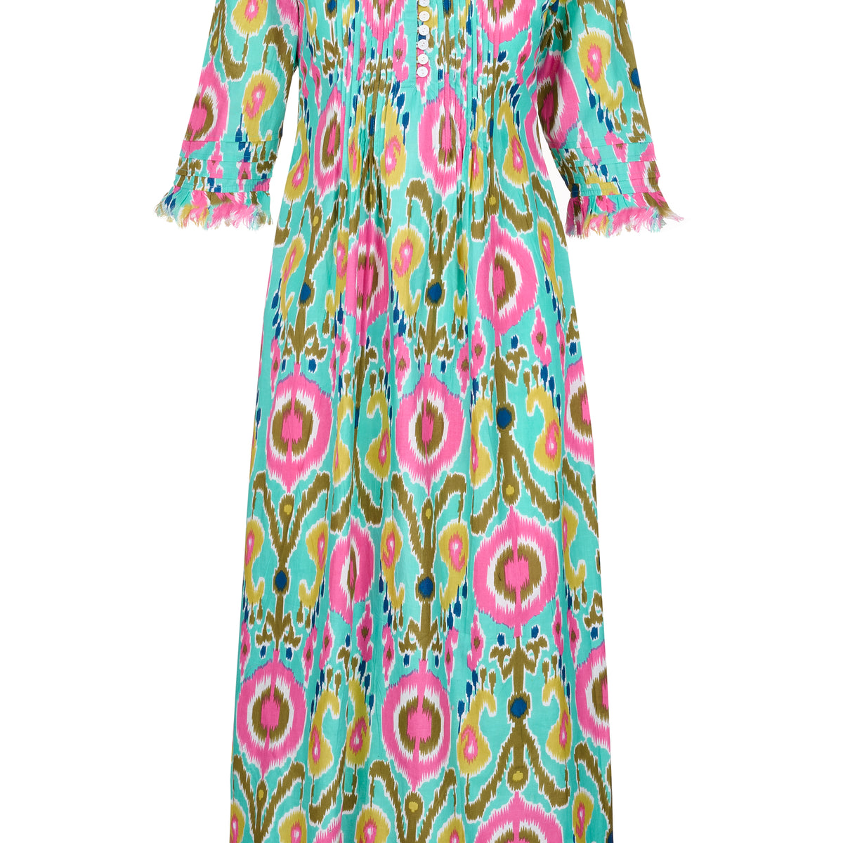*NEW* Cotton Annabel Maxi Dress in Turquoise Multi Ikat – At Last Shop