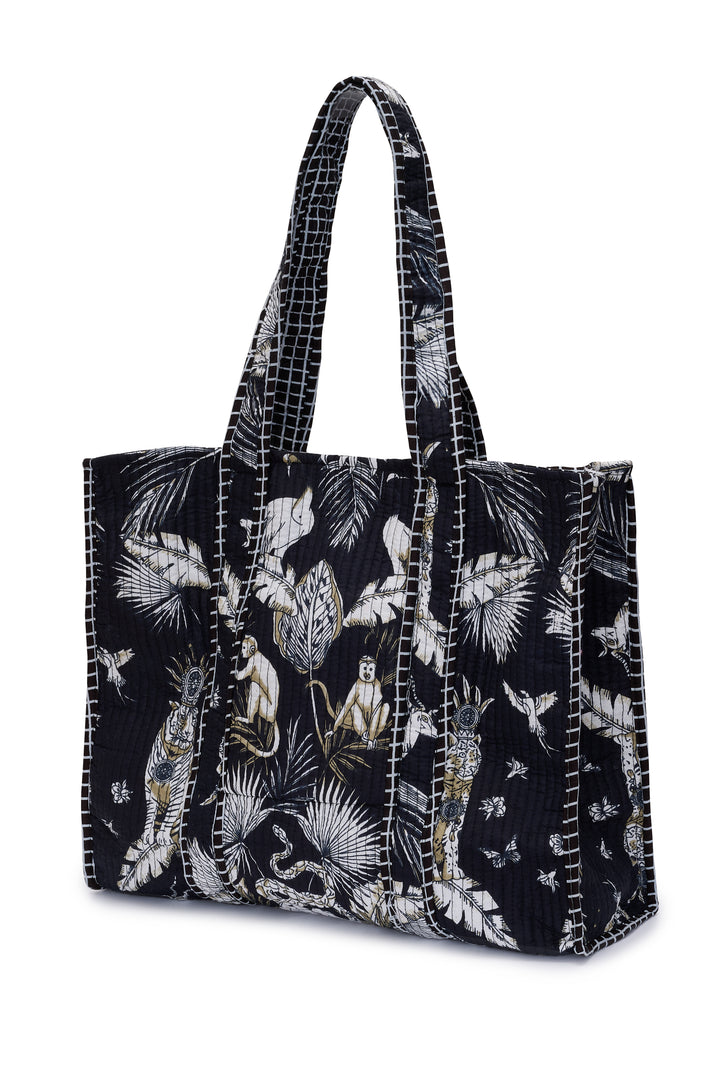 Black cotton tote bag hotsell