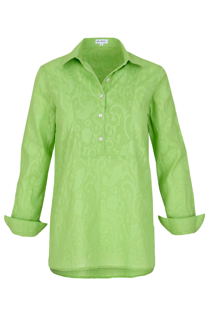Cotton Mayfair Shirt in Hand Woven Fresh Lime