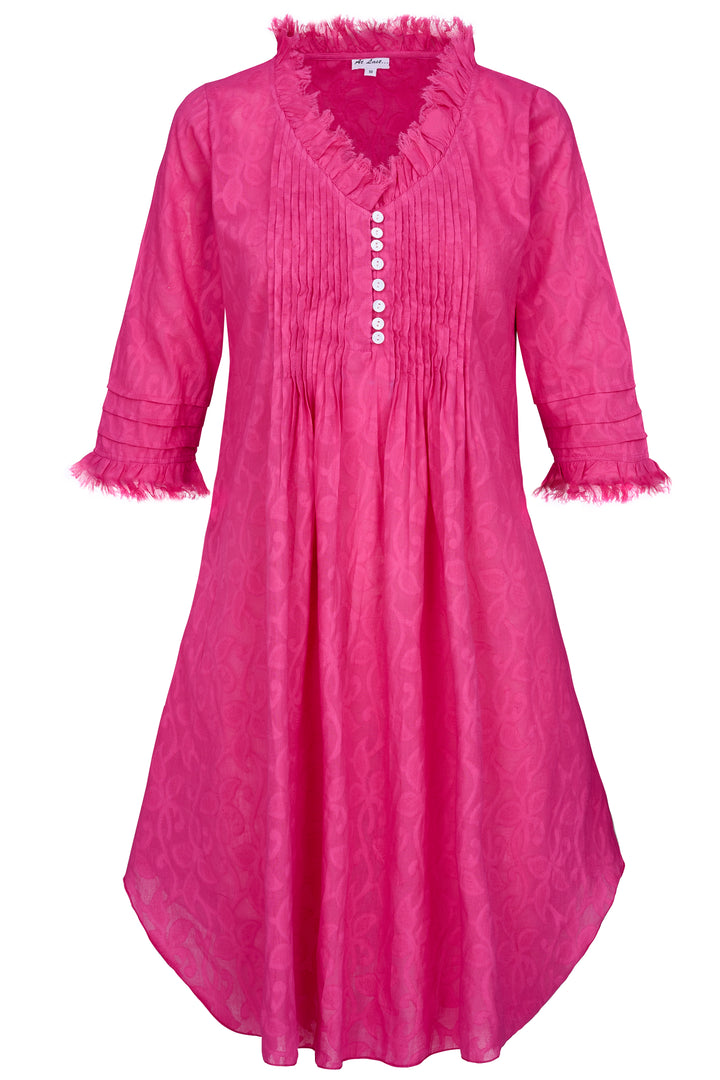 Annabel Cotton Tunic in Hand Woven Hot Pink