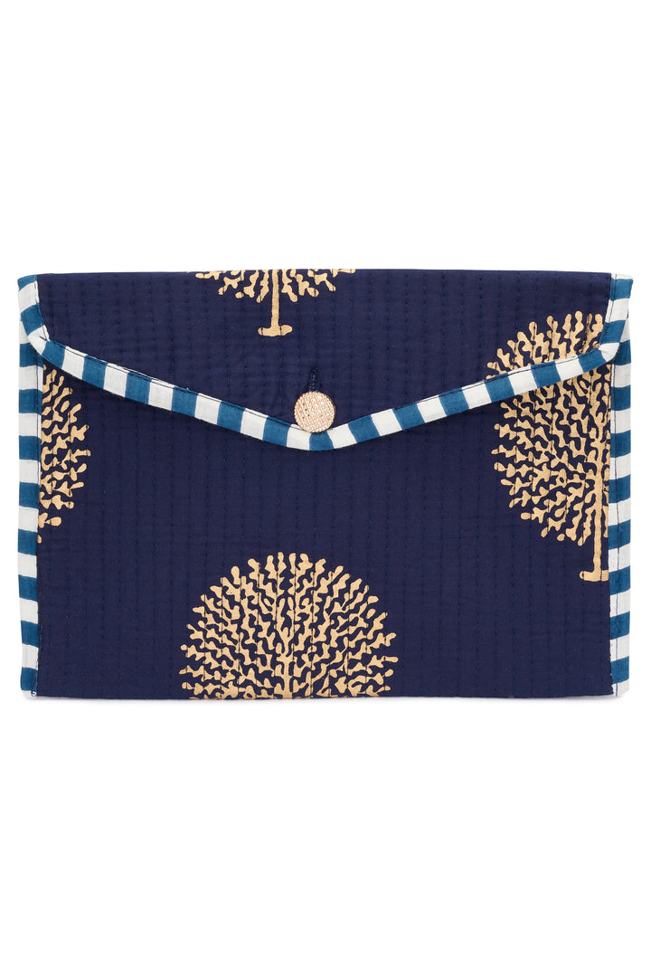 Cotton Clutch Bag In French Navy