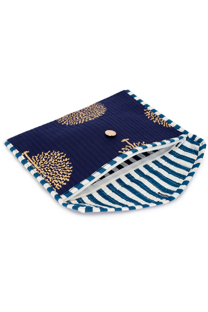 Cotton Clutch Bag In French Navy
