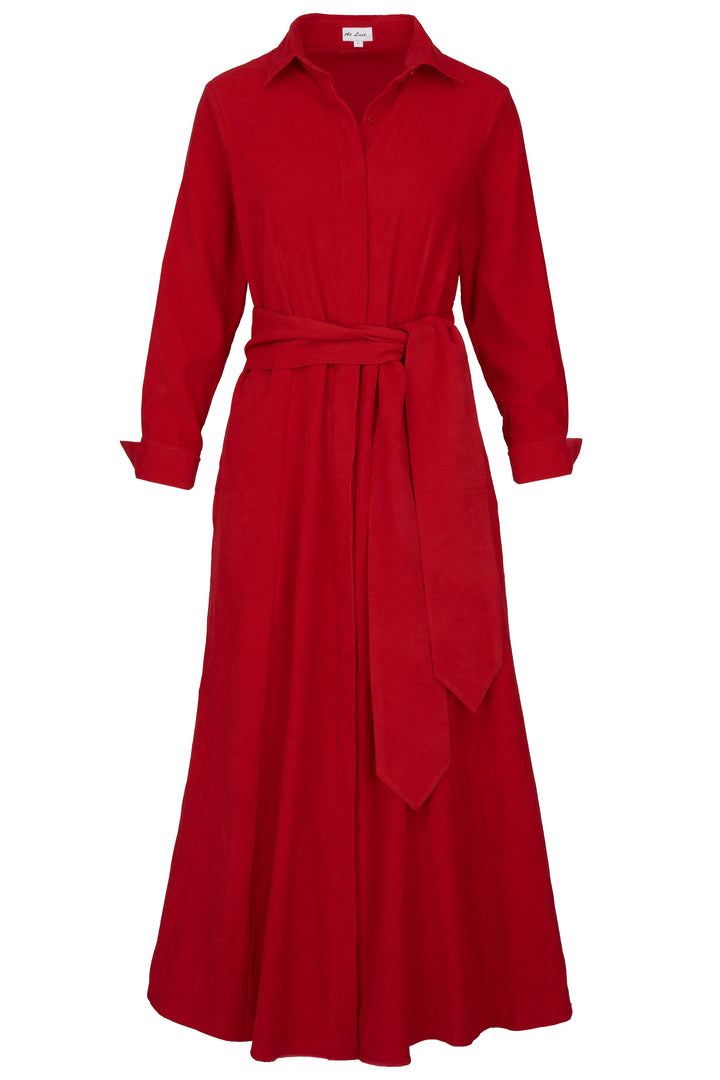 Mia Corduroy Dress In Pillarbox Red