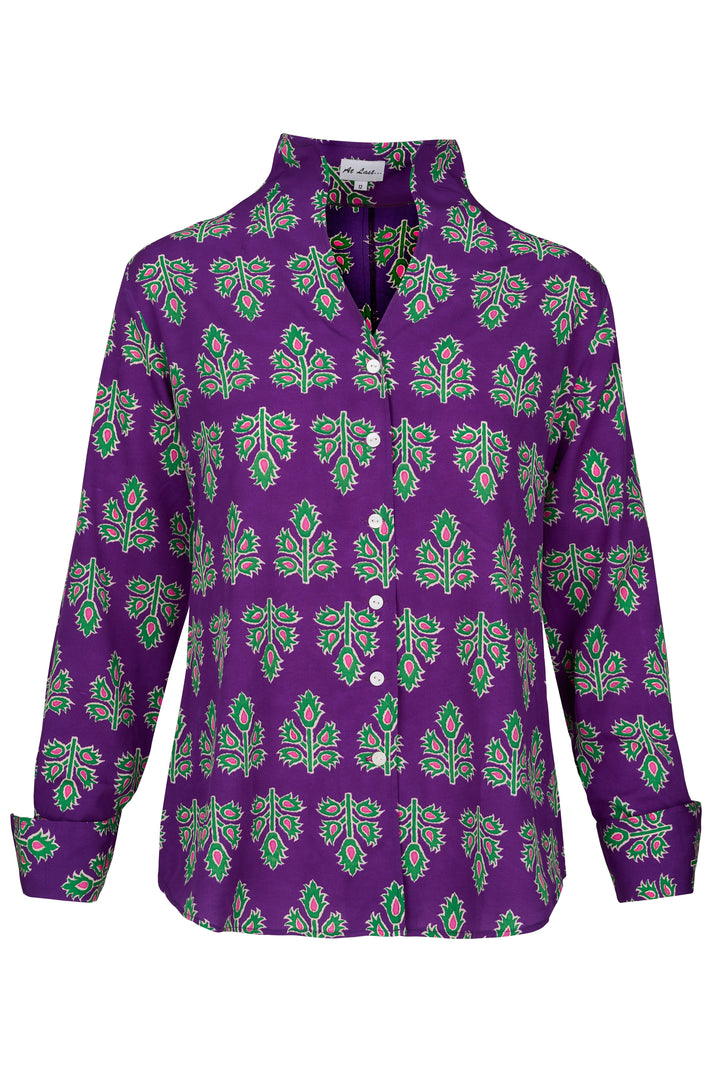 Ella Shirt In Violet & Green Thistle