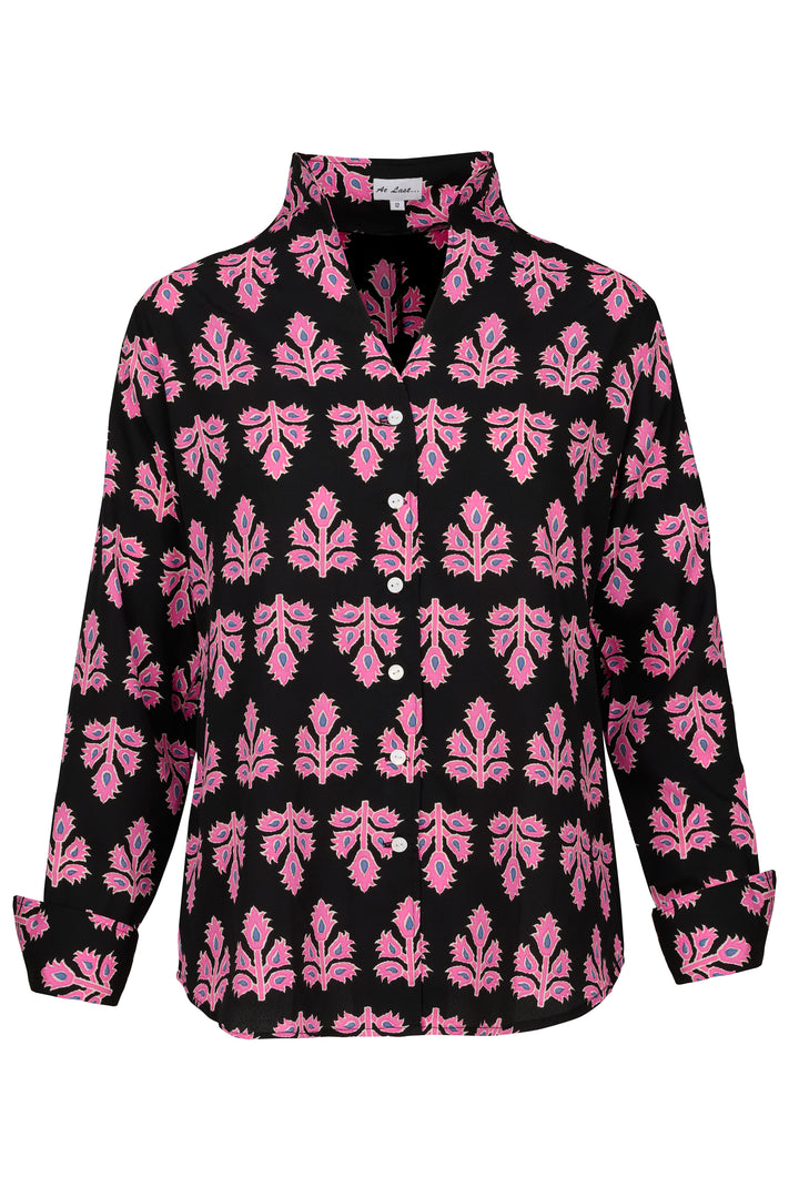 Ella Shirt In Black & Pink Thistle