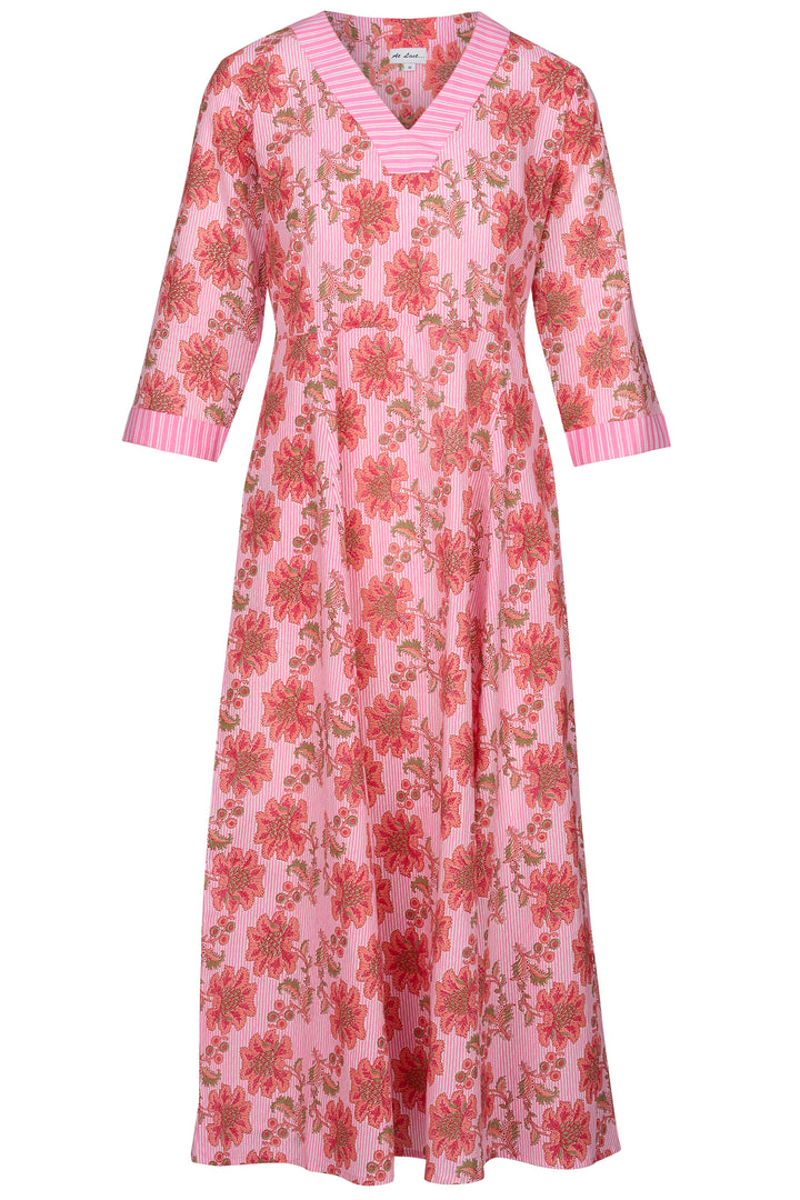 *PRE-ORDER - Coming Soon* Cotton Rhonda Midi Dress in Pink Pinstripe