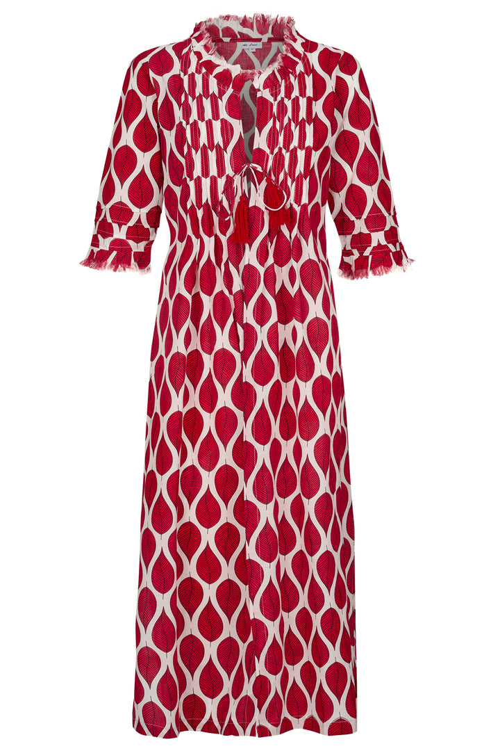 Cotton Annabel Maxi Coat in Red Leaf