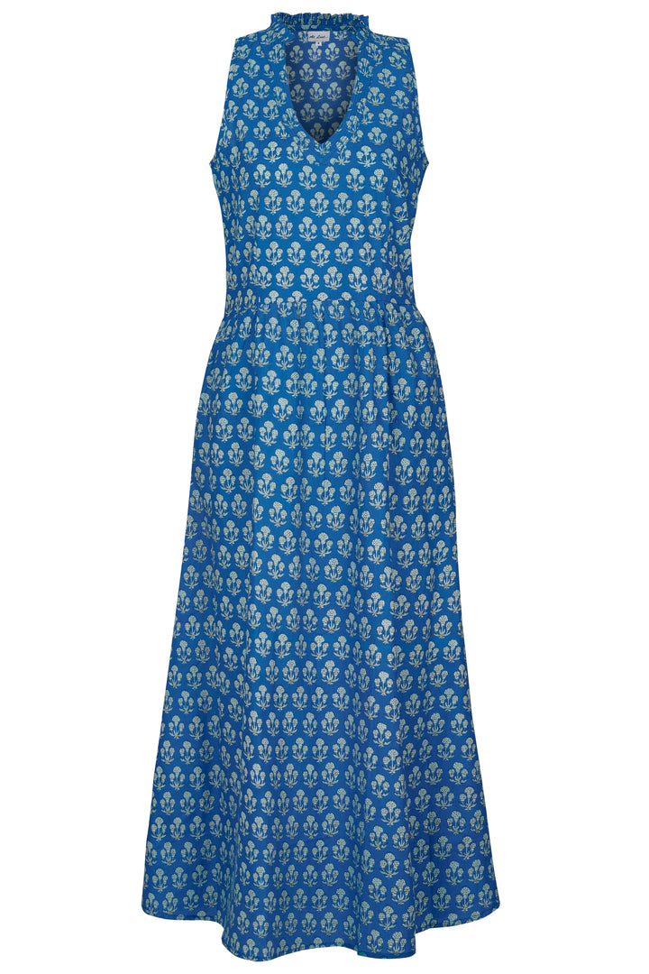 Cotton Bali Midi Dress in Royal Blue Berry