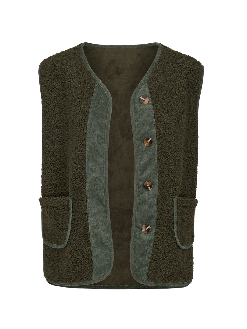 Fleece Gilet In Olive