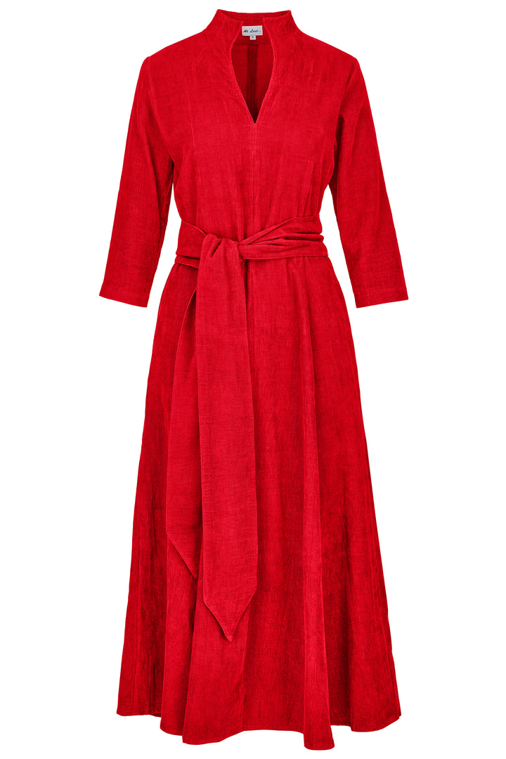 Chelsea Corduroy Midi Dress in Pillarbox Red