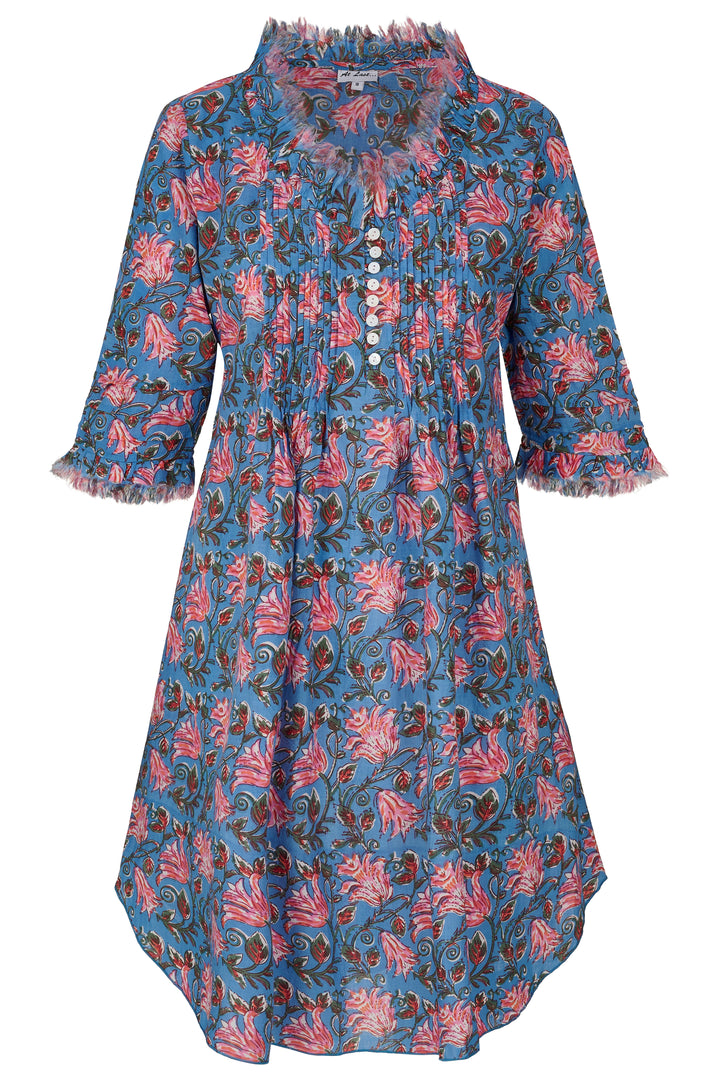Annabel Cotton Tunic in Wedgewood & Pink Flower