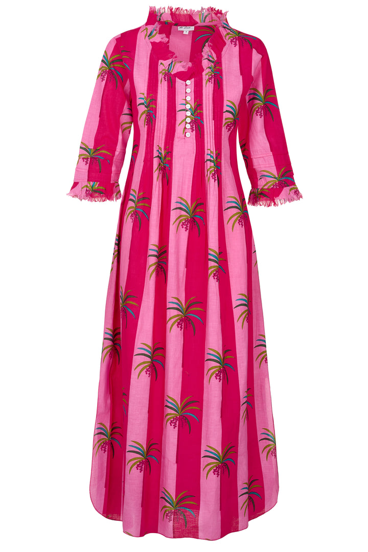Cotton Annabel Maxi Dress in Pink Palm