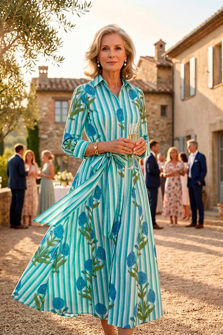 Cotton Marigold Dress in Turquoise