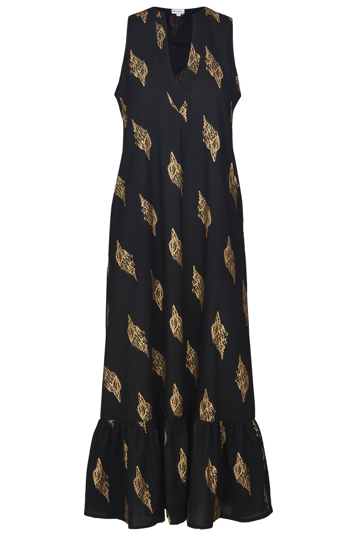 Cotton Lombock Midi Dress in Midnight