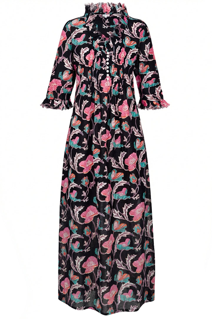 Cotton Annabel Maxi Dress in Black Magic