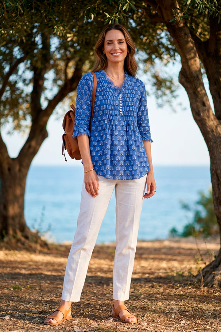 Sophie Cotton Shirt in Provencal Blue
