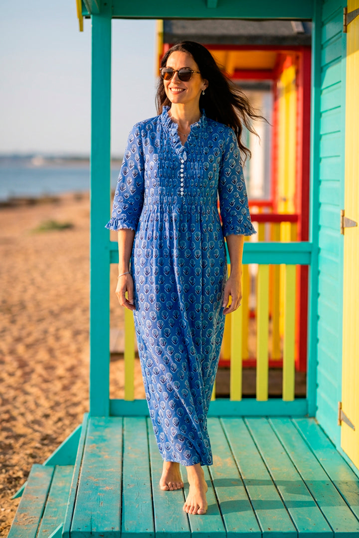 Cotton Annabel Maxi Dress in Provencal Blue