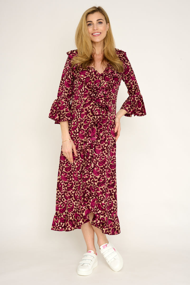 Felicity Midi Dress in Mulberry Swirl