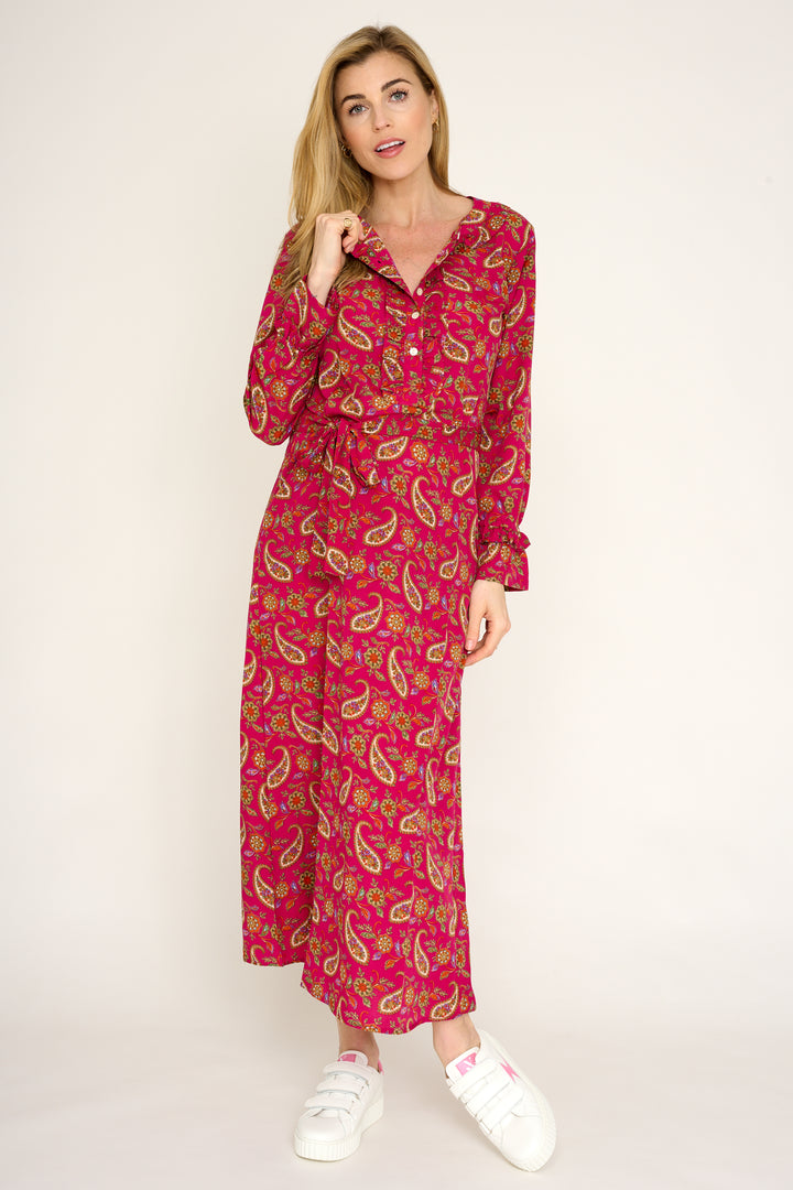 Meg Midi Dress in Hot Pink Paisley