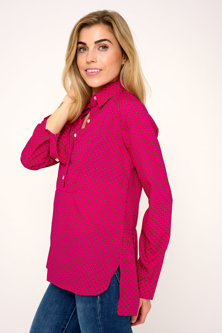 Soho Shirt in Hot Pink with Green Spot