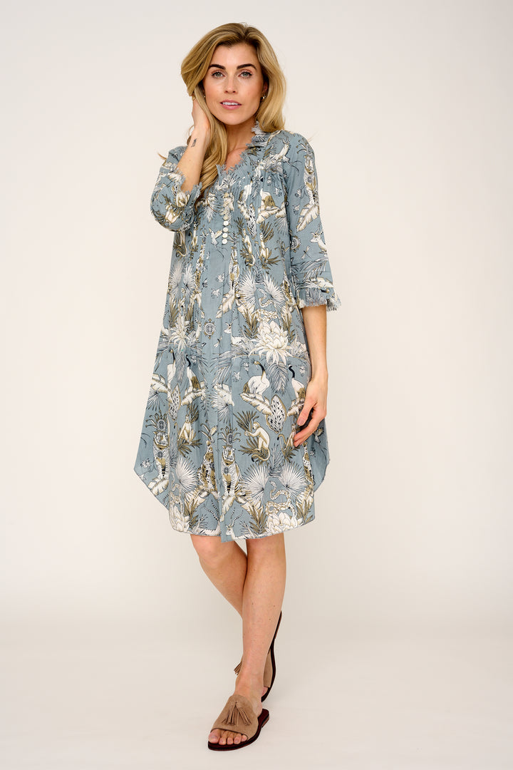 Annabel Cotton Tunic in Grey Tropical