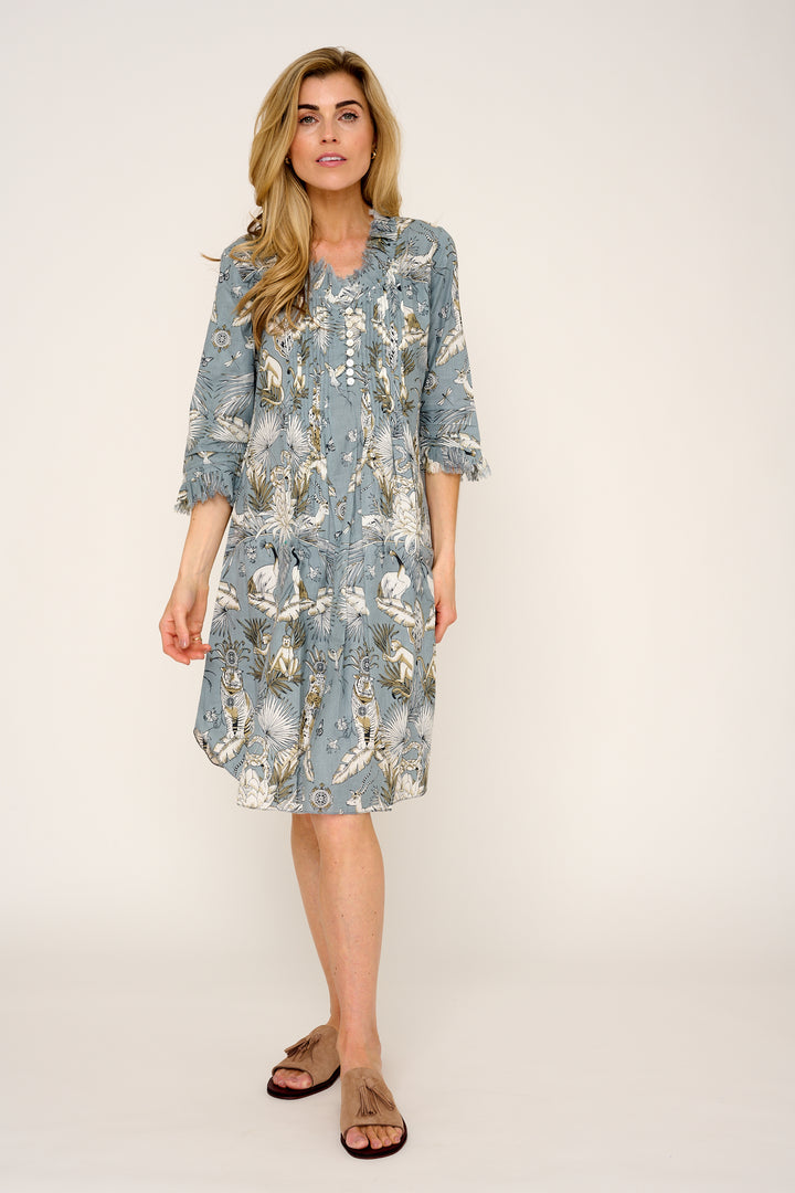 Annabel Cotton Tunic in Grey Tropical