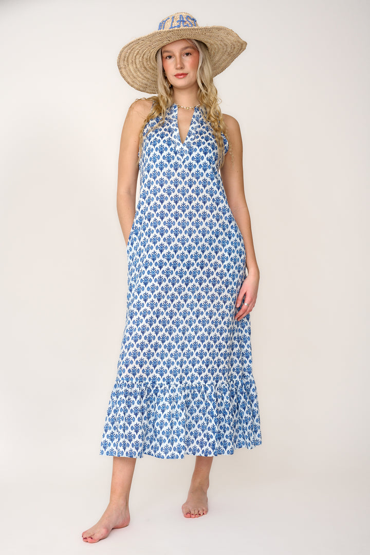 *PRE-ORDER - Coming Soon*  Cotton Lombock Midi Dress in Blue Thistle