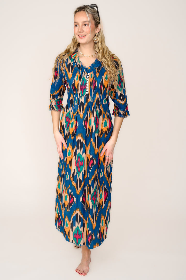 Cotton Annabel Maxi Dress in Azure