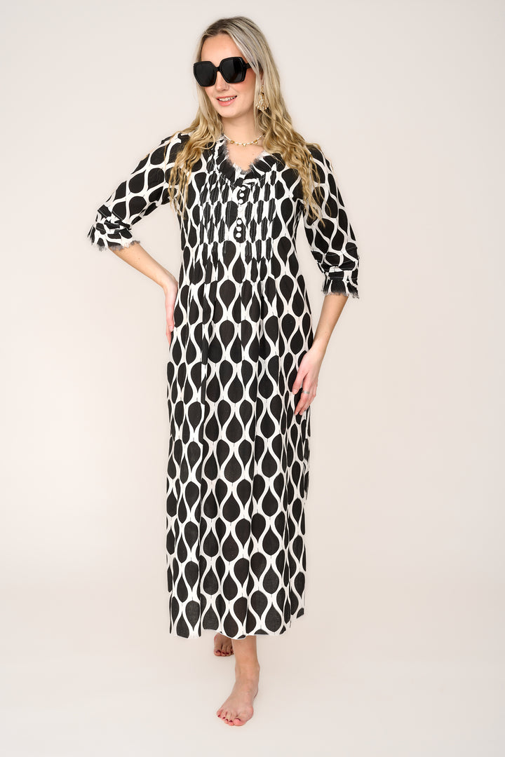 *PRE-ORDER - Coming Soon* Cotton Annabel Maxi Dress in Black Leaf