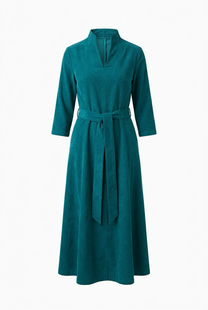 Chelsea Corduroy Midi Dress in Teal