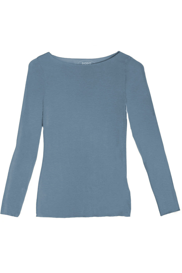 Slash-Neck Base Layer In Denim
