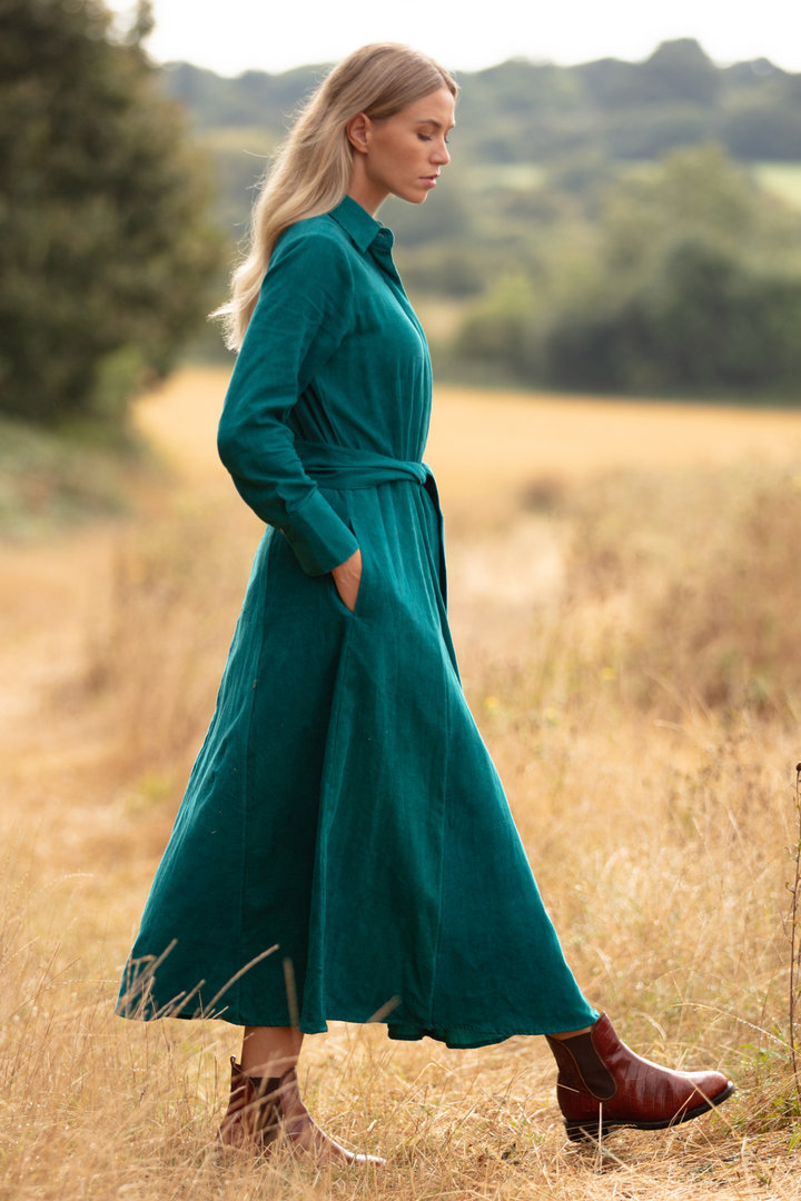 Mia Corduroy Dress In Teal