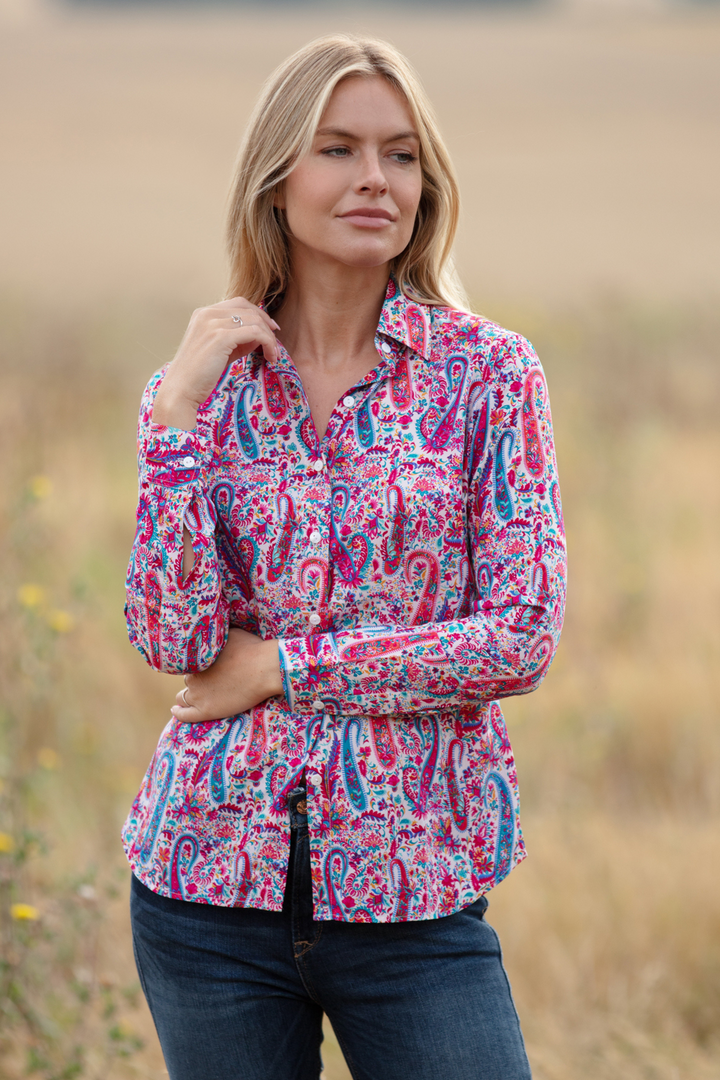 Freya Shirt In Pink & Blue Fiesta