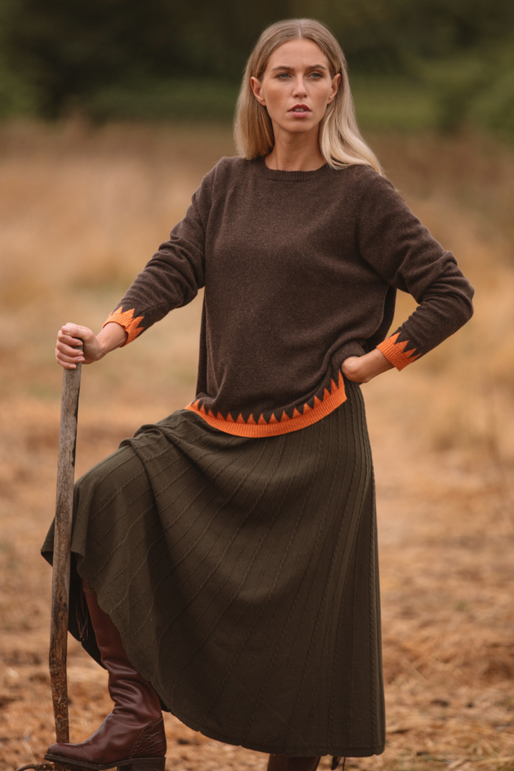 Willow Knitted Skirt in Olive