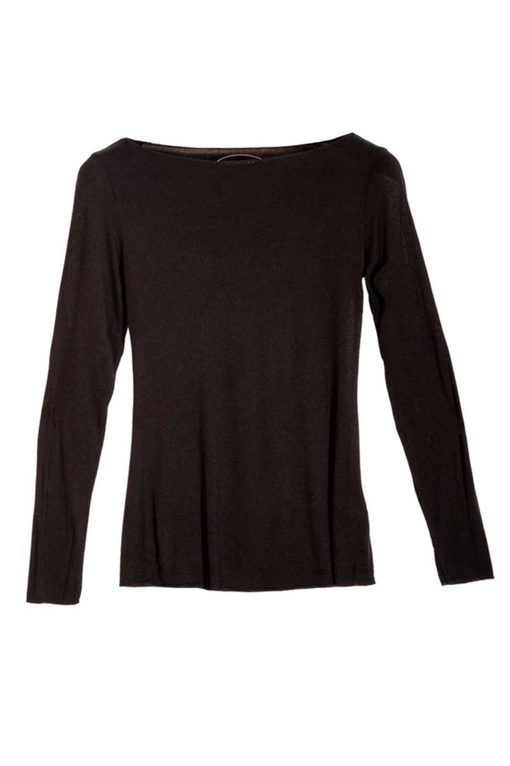 Slash-Neck Base Layer In Black