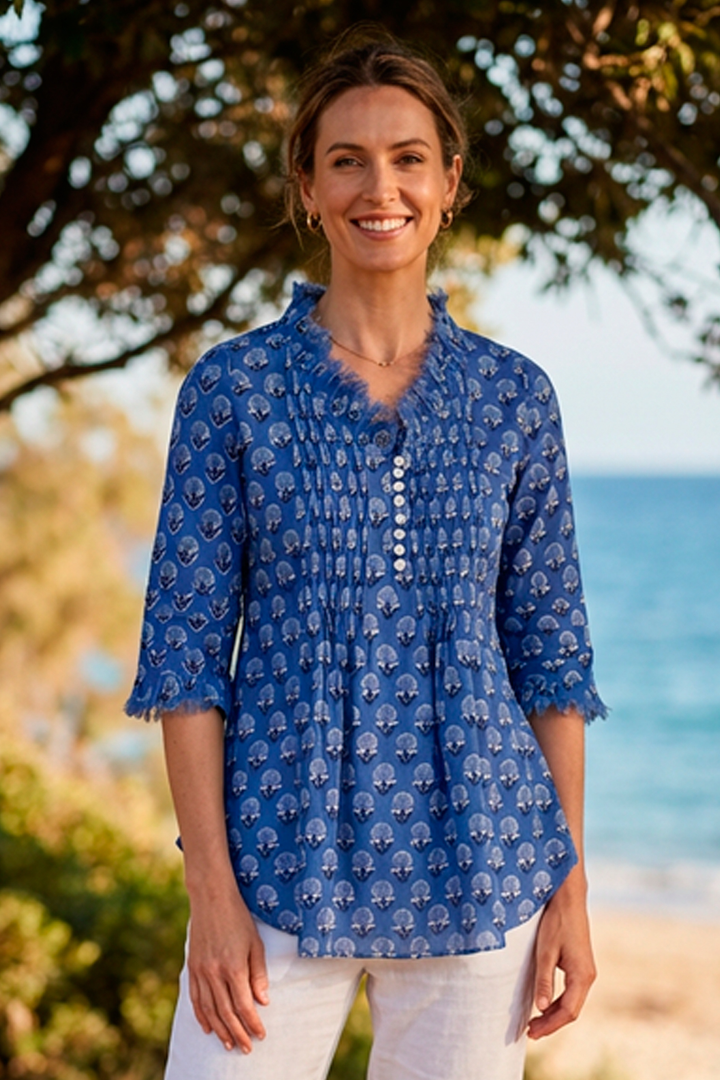 Sophie Cotton Shirt in Provencal Blue