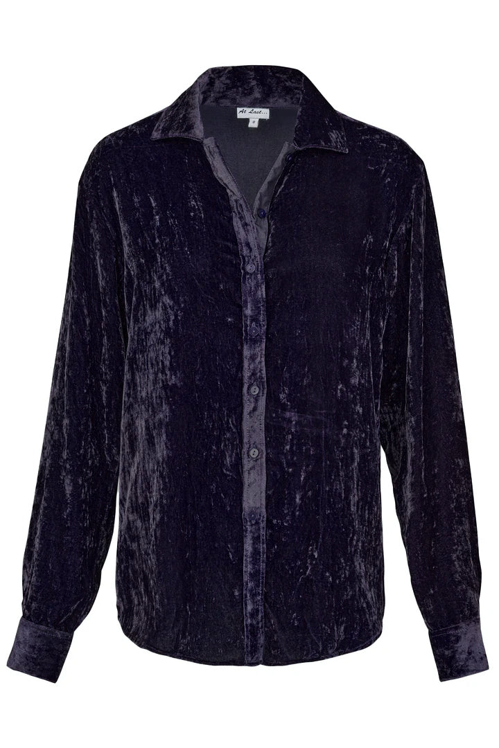 Silk Velvet Karen Shirt In Navy
