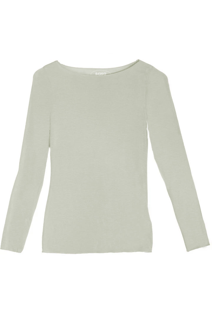 Slash-Neck Base Layer In Light Sage