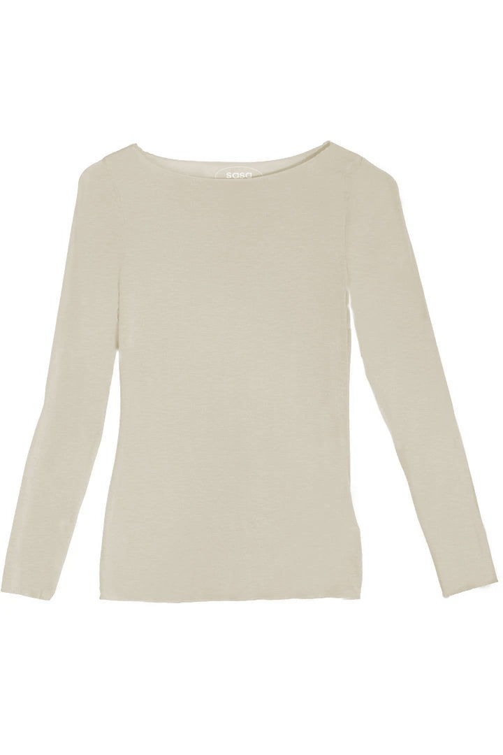 Slash-Neck Base Layer In Ecru
