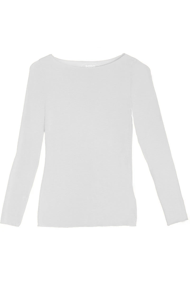 Slash-Neck Base Layer In White