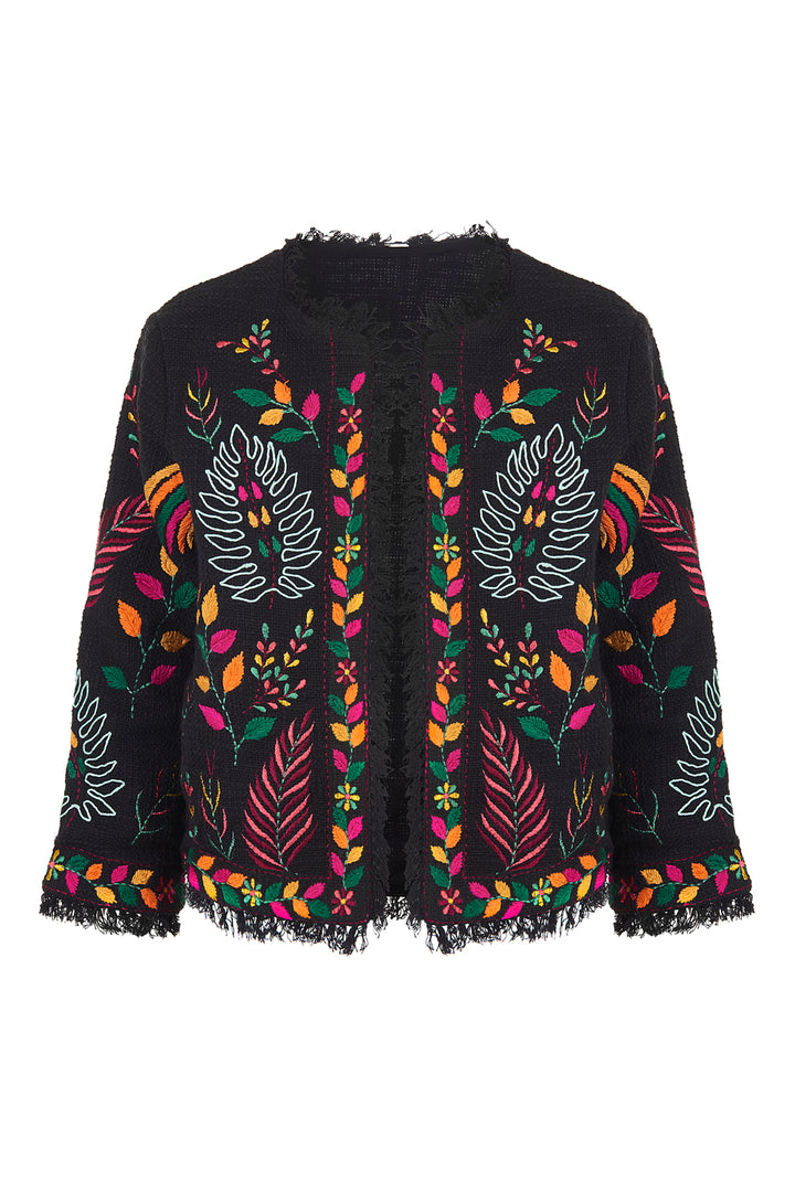 Cotton Embroidered Jacket in Black