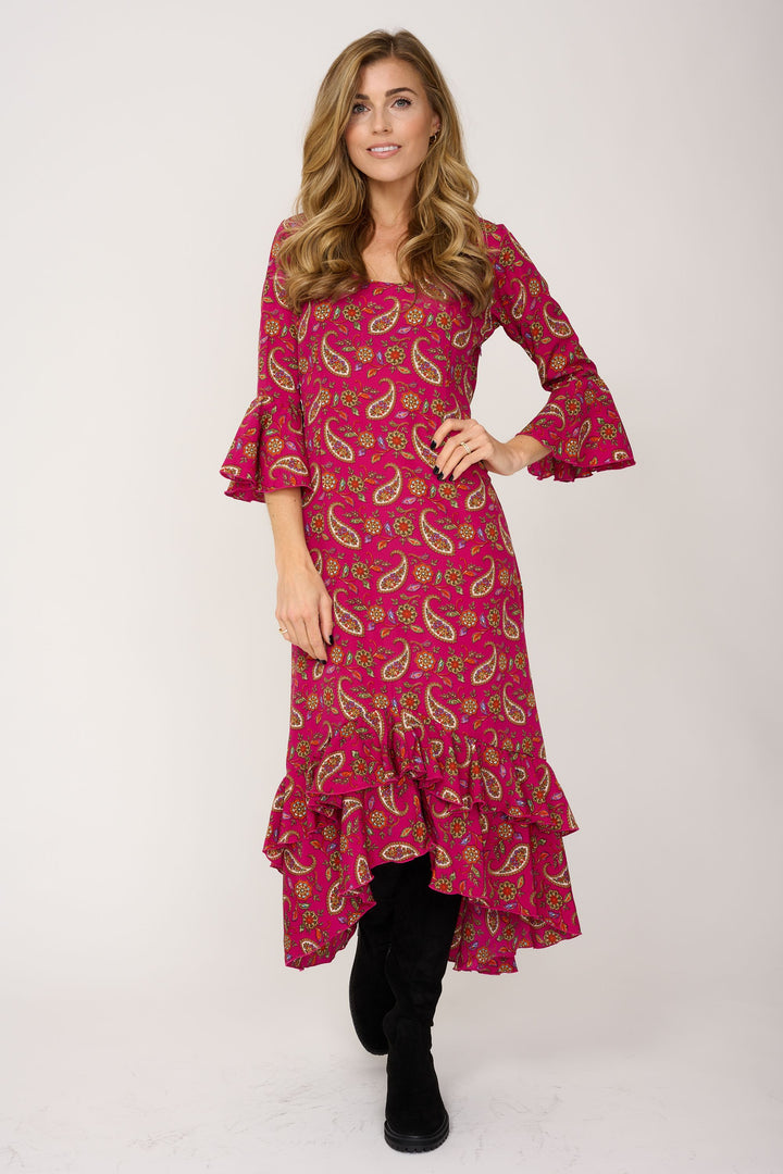 Victoria Dress in Pink Teardrop