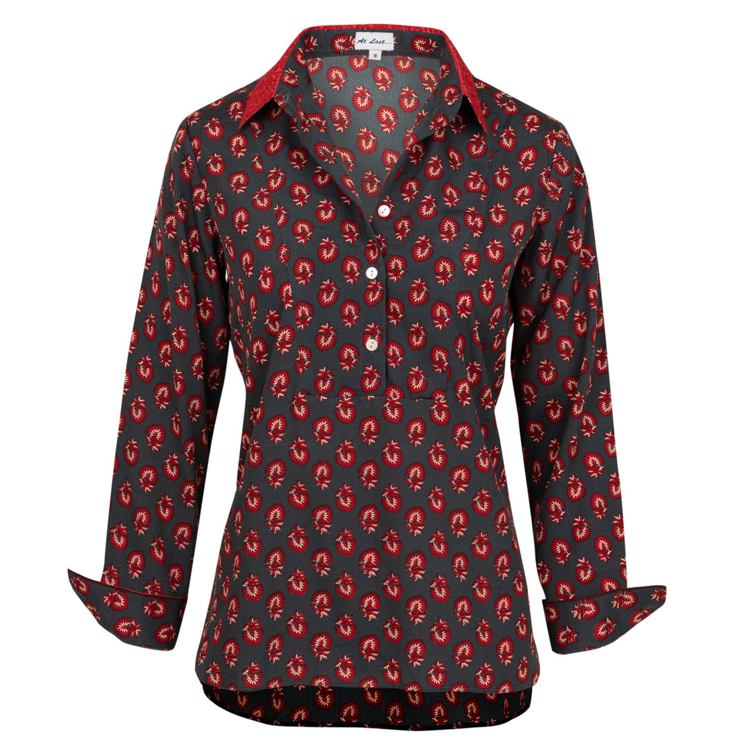 Soho Shirt in Gunmetal & Crimson
