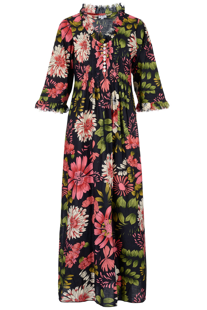 Cotton Annabel Maxi Dress in Black Floral