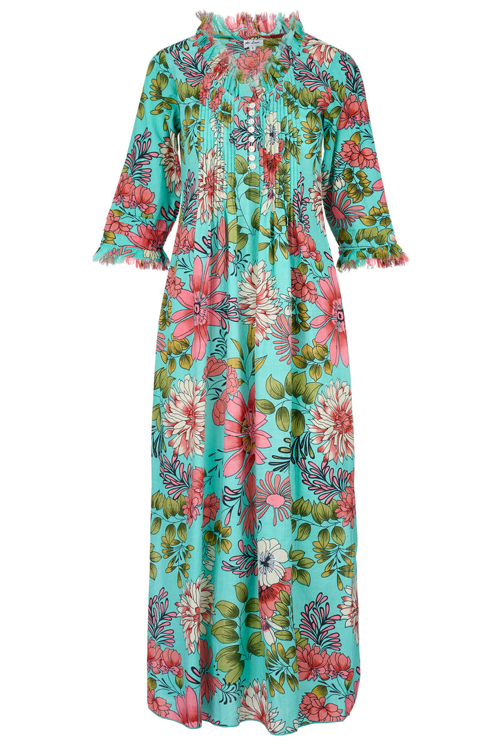 Cotton Annabel Maxi Dress in Turquoise Floral – At Last Shop